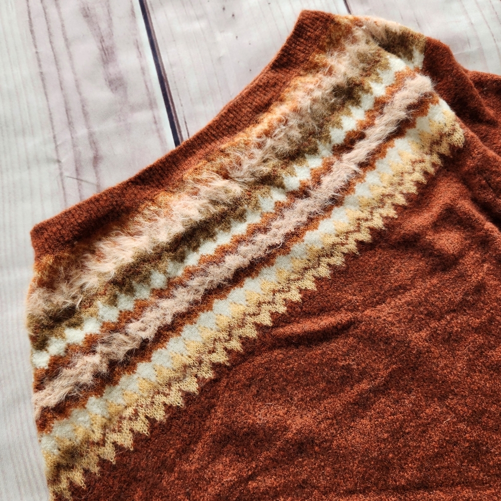 NWT Anthropologie "Vittoria Fair Isle" One Shoulder Sweater Wool Alpaca Blend XL - Picture 5 of 12